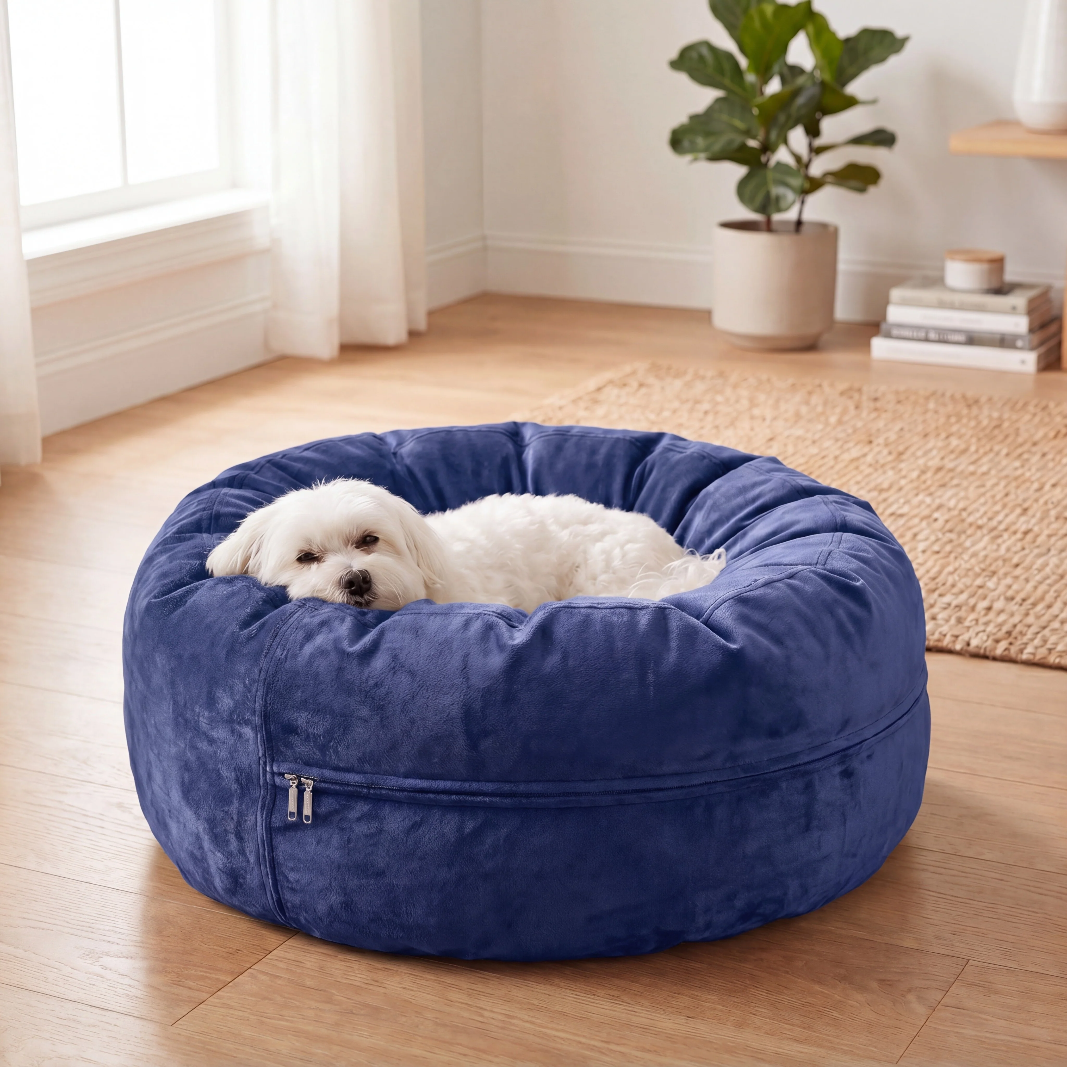 24 Inch Elevated Bolster Dog Bed - Plush Fur - Image 4