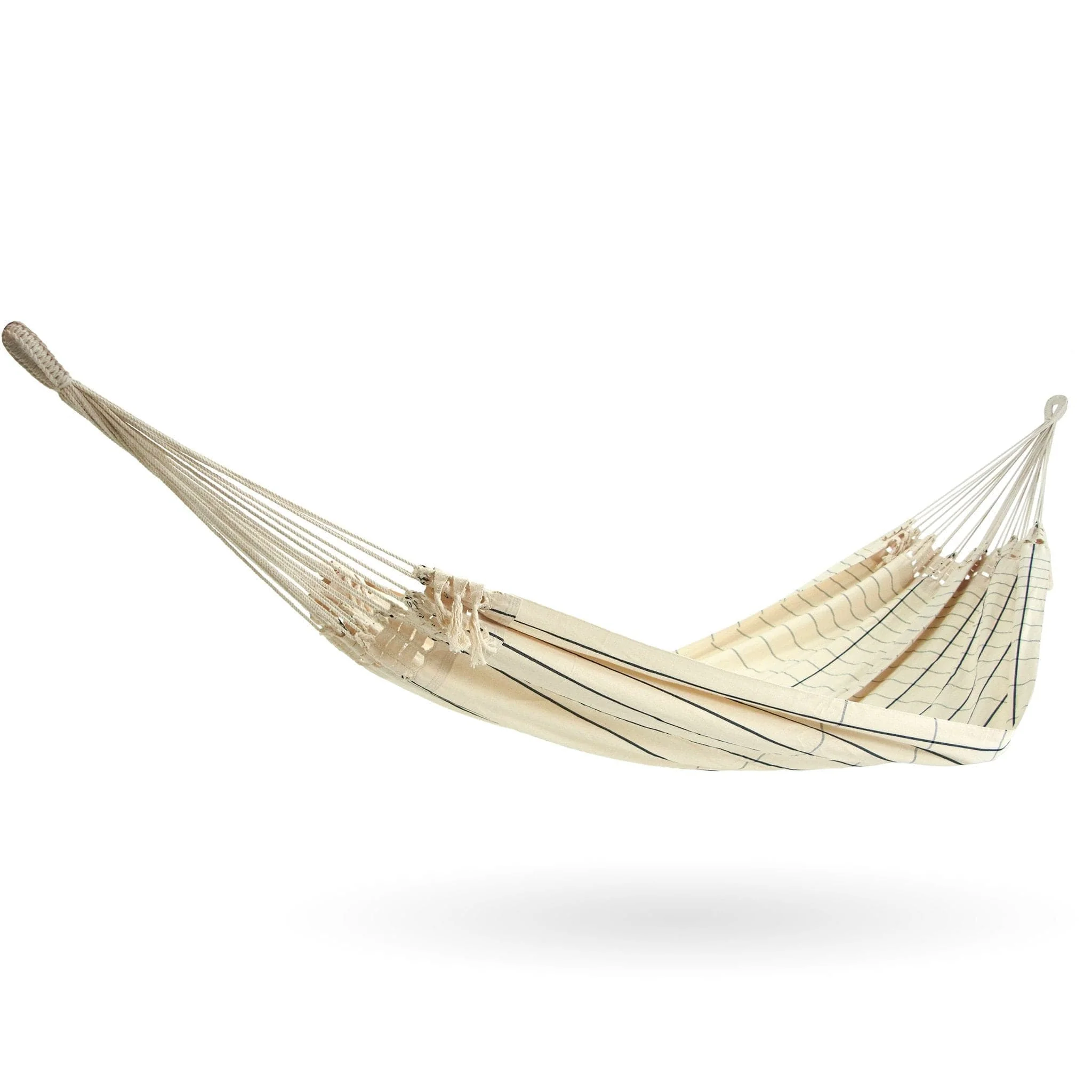 Brazilian Cotton Hammock White with Black Stripes - Image 8
