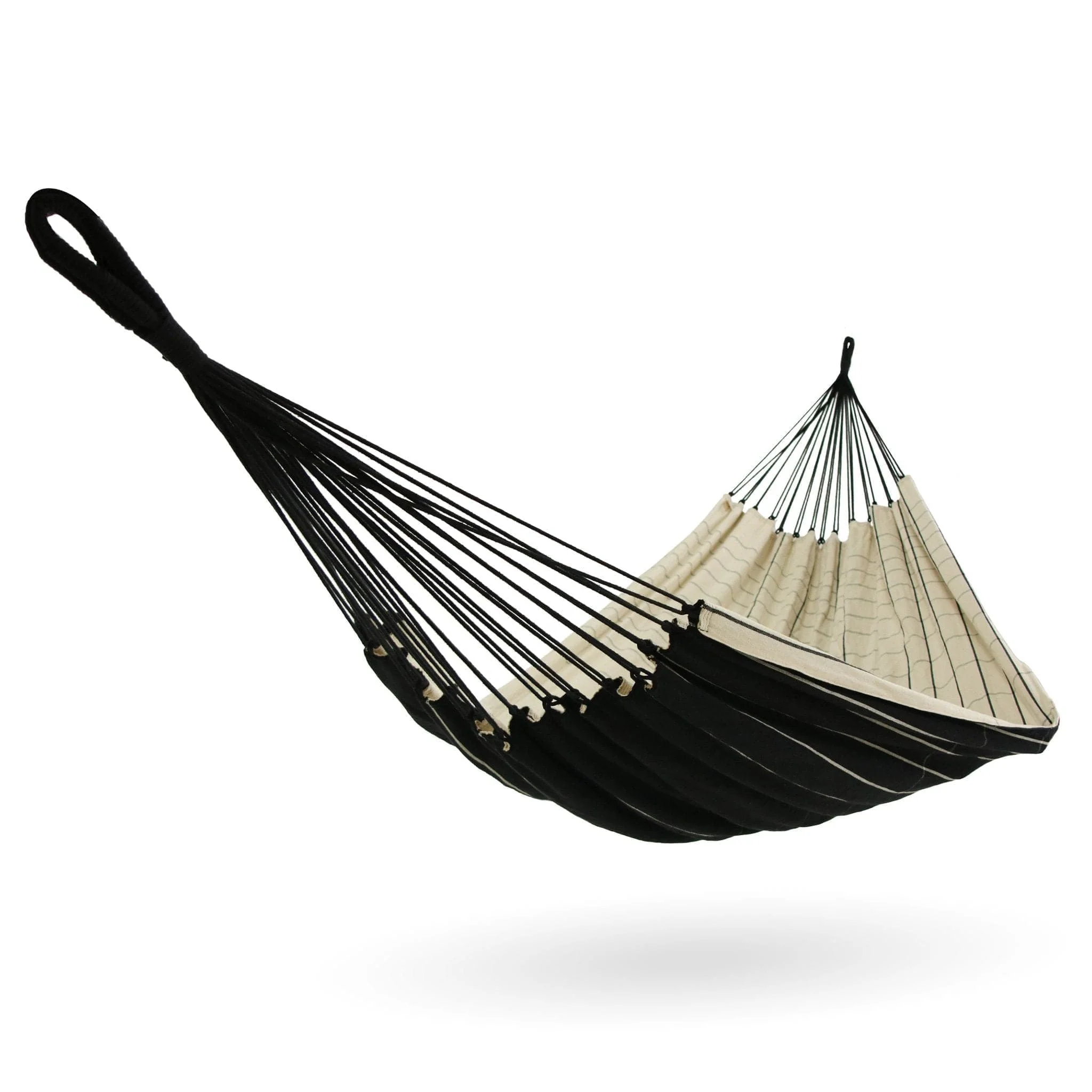Brazilian Cotton Hammock Black with White Stripes - Image 4