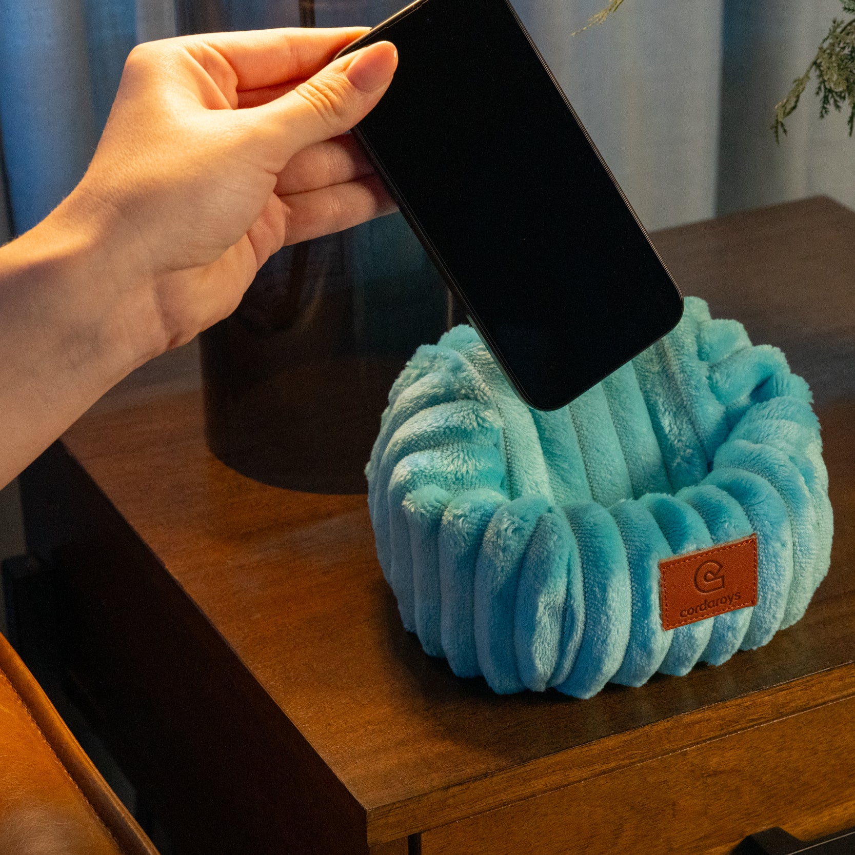 Mini Phone Holder Desk Bean Bag - Plush Corduroy - Image 8