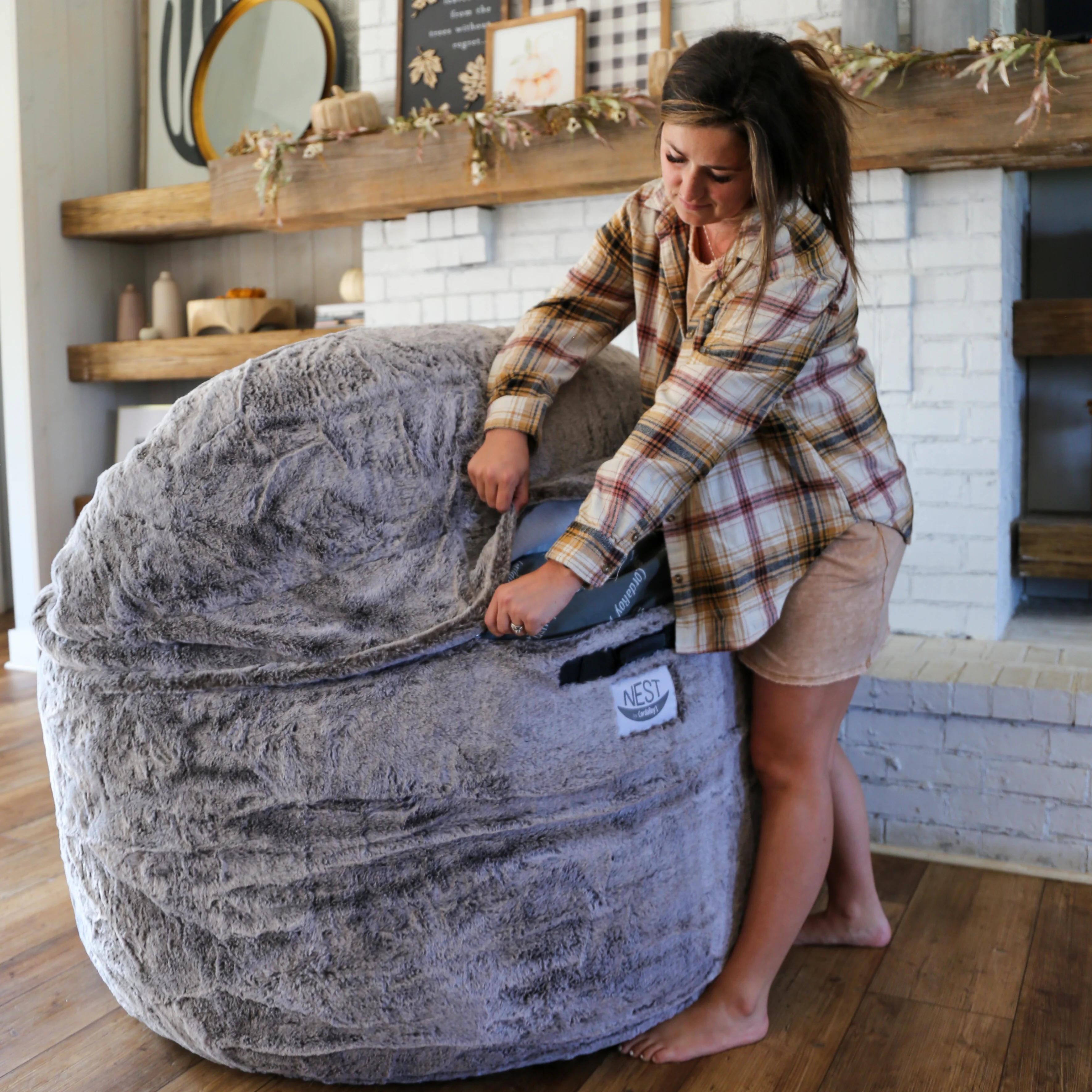 Adult Bean Bag Chair - King - NEST Chinchilla - Image 3