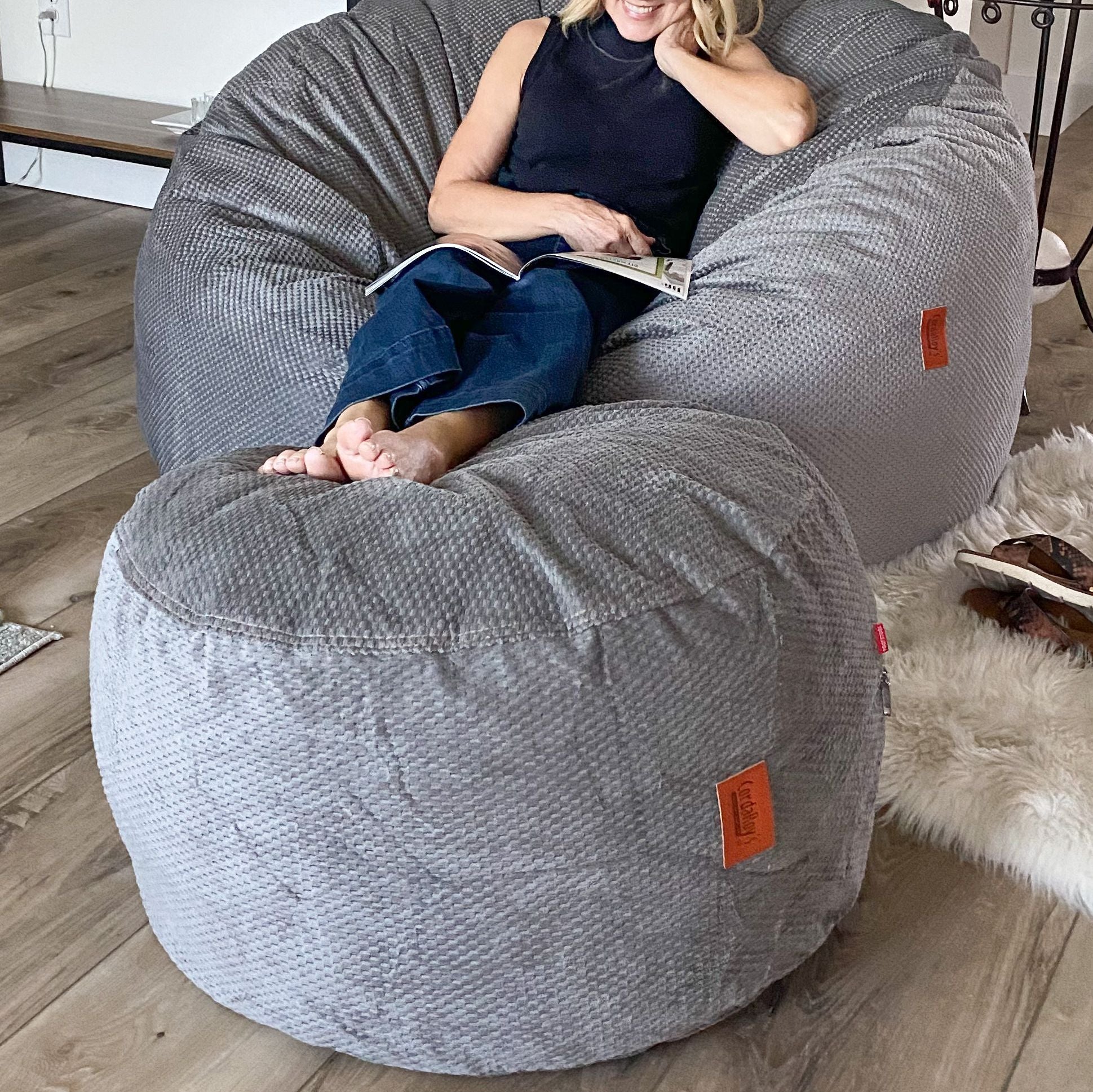 Pouf Footstool - Chenille - Image 3