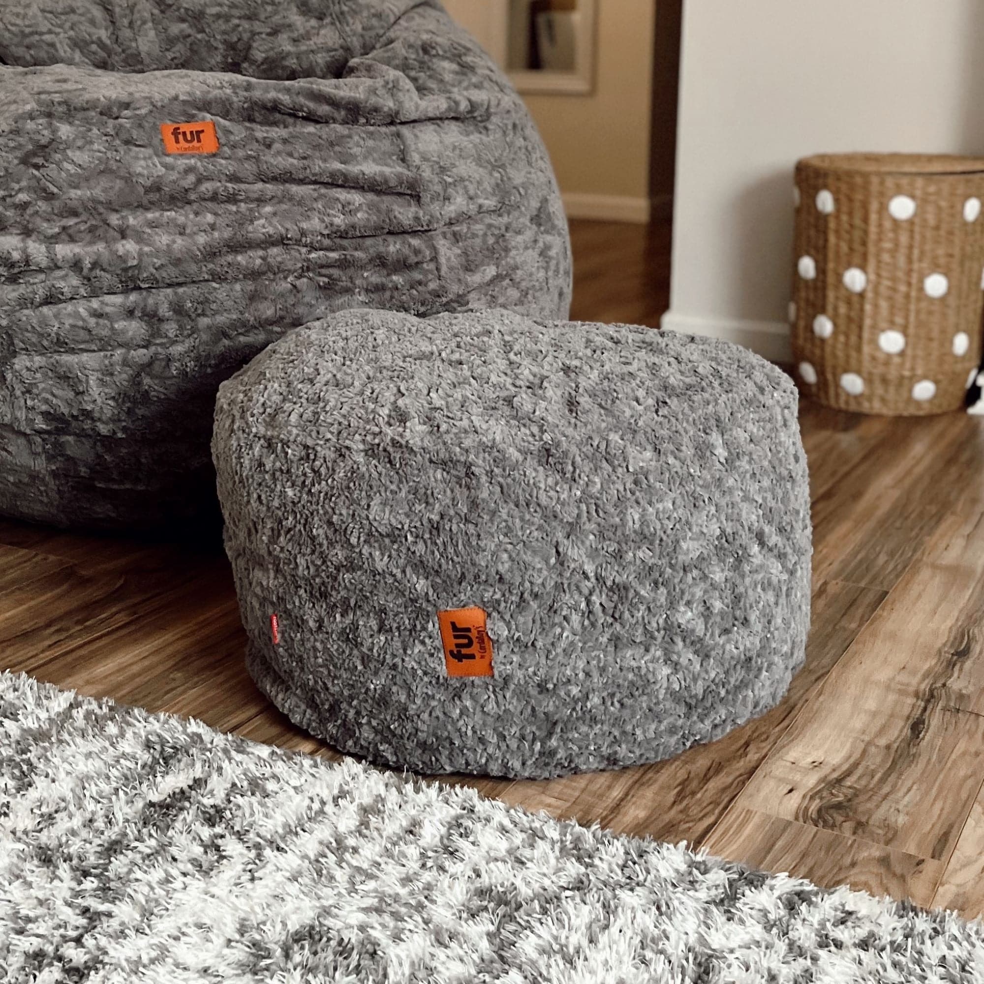Pouf Footstool - Faux Fur - Image 5