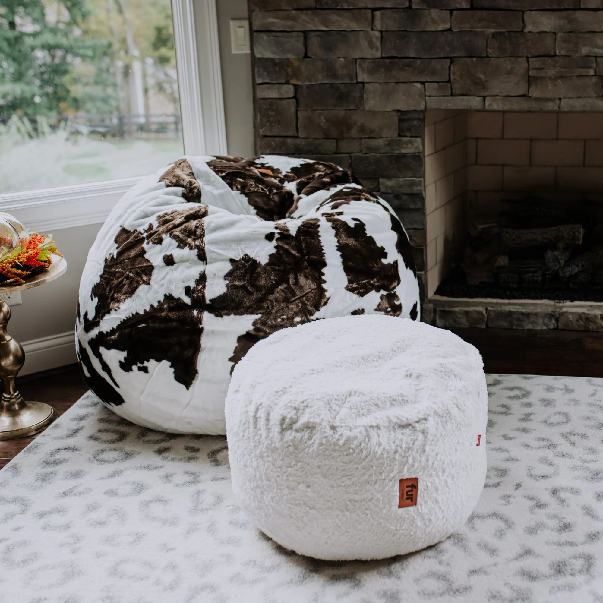 Pouf Footstool - Faux Fur - Image 6