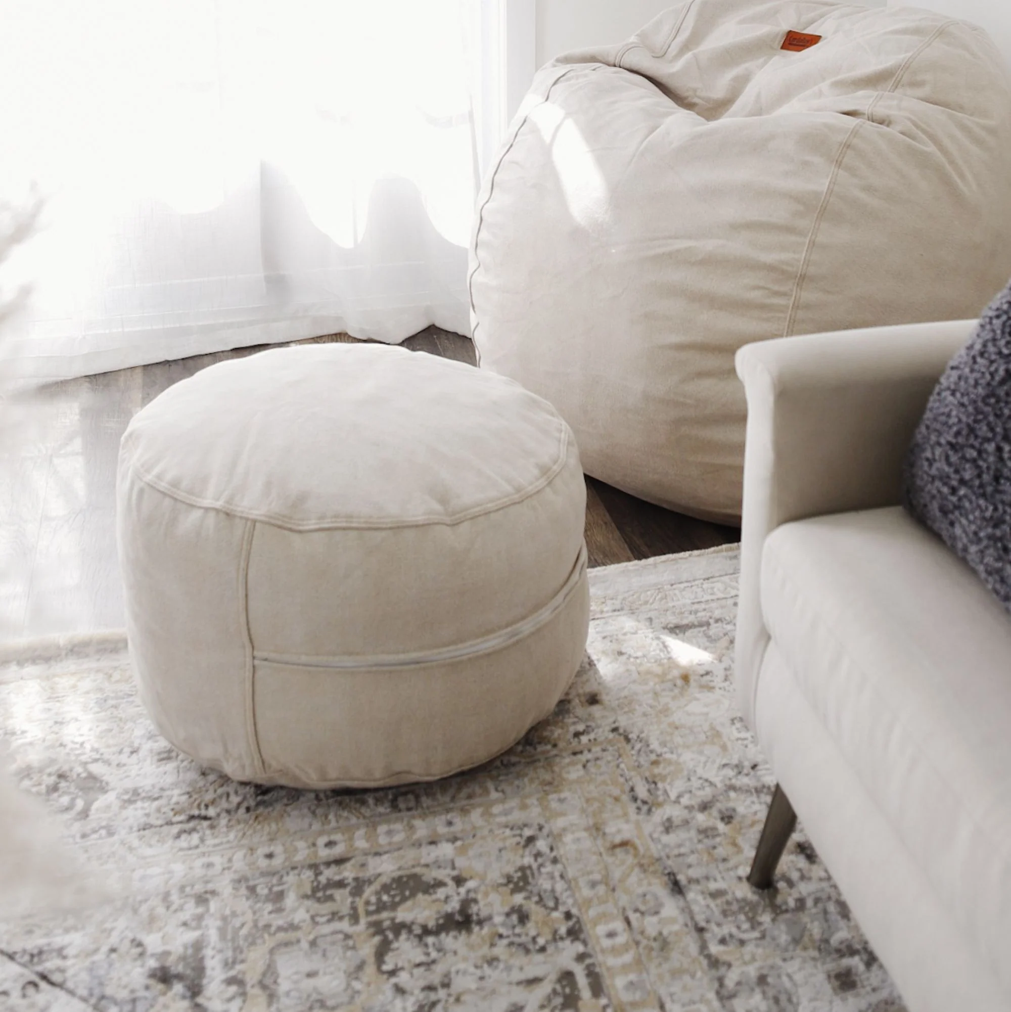 Pouf Footstool - Faux Leather - Image 3